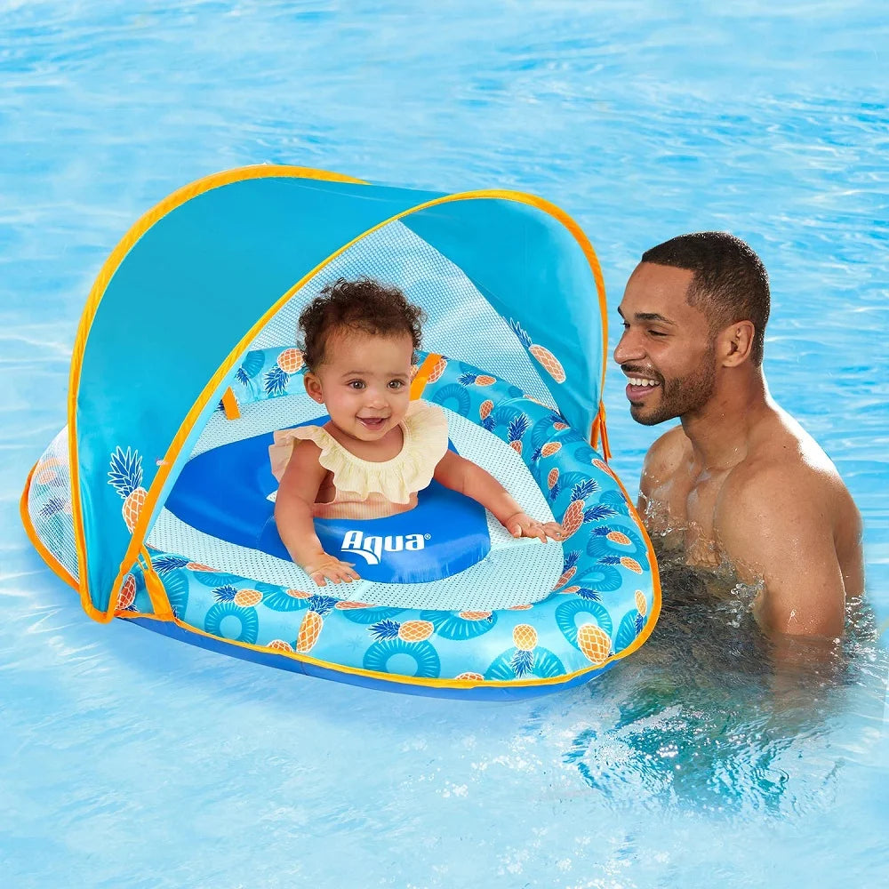 Aqua Leisure Adjustable Seat Baby Pool Float W/ Retractable Canopy Select Color - Bellso